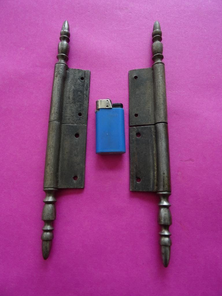 2 ANTIEKE SMEDE SCHARNIEREN DEUR SLOT KAST, Ophalen of Verzenden