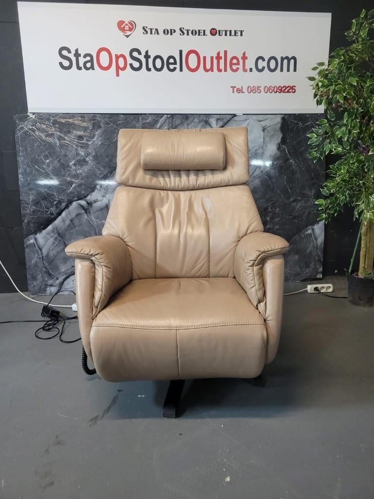 Staopstoel Goteborg Leder Creme met Topswing en Lumbaalsteun