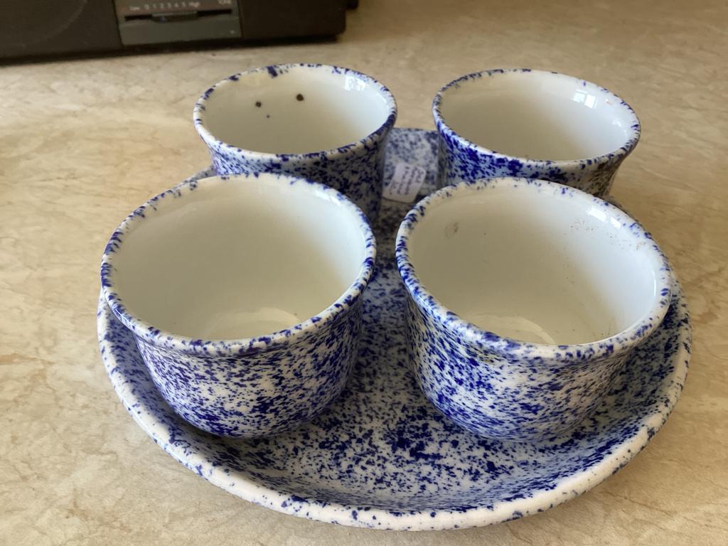 Espresso mok hoog 5 + onderbord diam. 18 cm, Ophalen of Verzenden