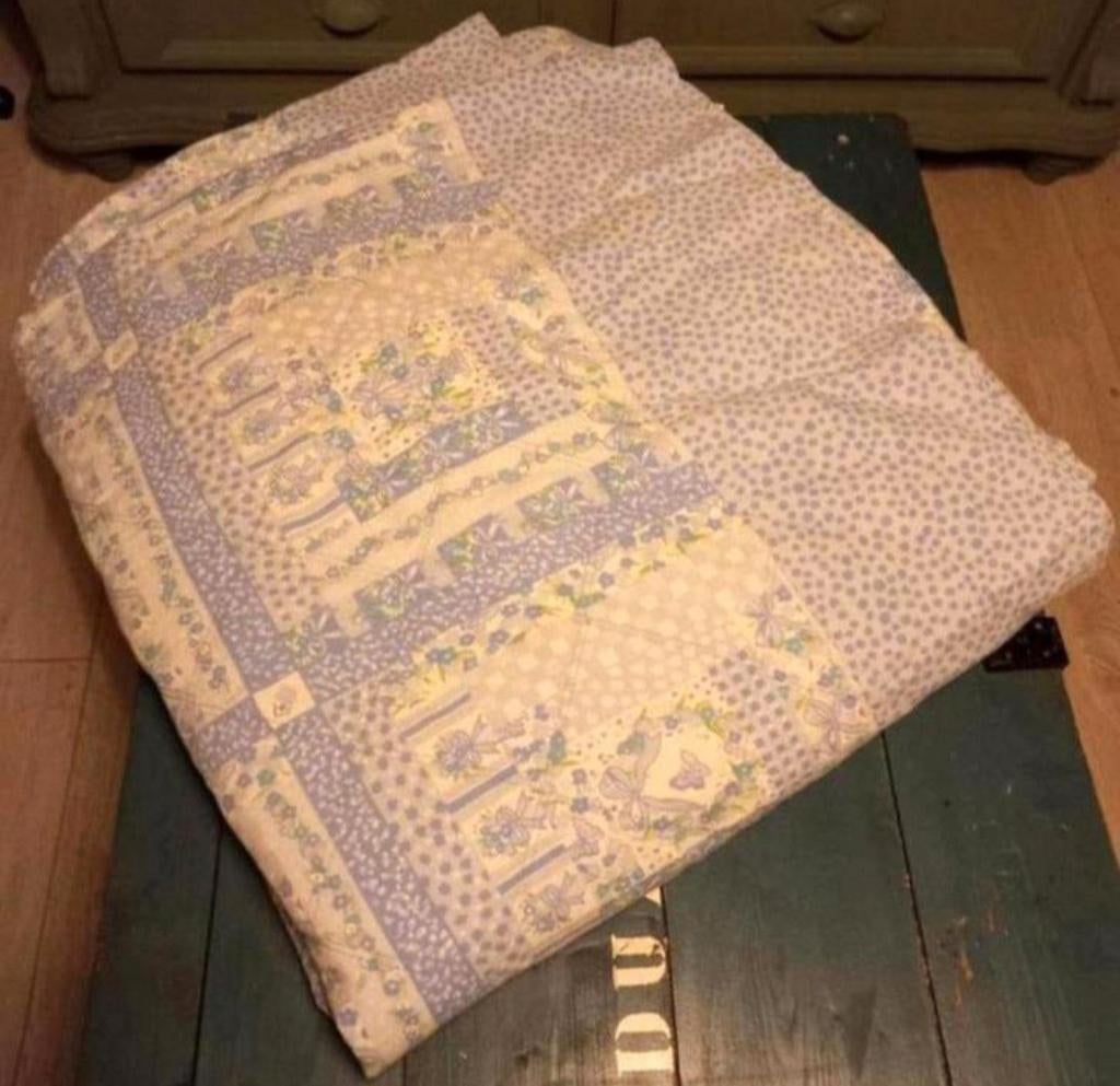 Quilt sprei deken blauw creme, Ophalen of Verzenden, Zo goed als nieuw