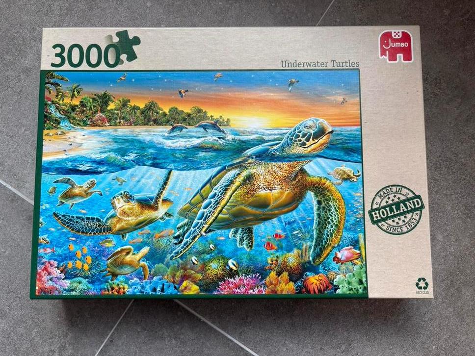 Puzzel 3000 stuks jumbo - underwater turtles, Ophalen, Meer dan 1500 stukjes, Zo goed als nieuw, Legpuzzel