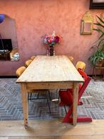 Oud grenen tafel 6-8 personen., Huis en Inrichting, Tafels | Eettafels, Ophalen, Zo goed als nieuw