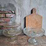 Oude glazen étagère taartschaal schaal op voet *Etage3*, ., Ophalen of Verzenden, Zo goed als nieuw, .