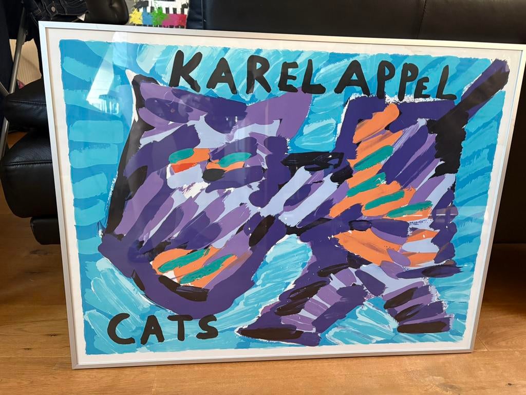 Karel Appel — Kleurenlitho “Happy Cat” (1978, Antiek en Kunst, Kunst | Schilderijen | Abstract, Ophalen