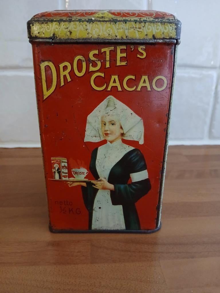 Vintage Droste's Cacao Blikje - 1/2 KG - Nederland, Verzamelen, Ophalen of Verzenden, Gebruikt, Overige, Droste