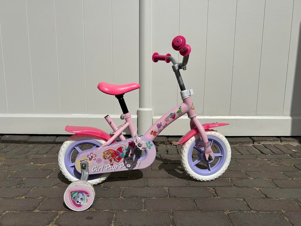 Paw Patrol Kinderfiets Roze met Zijwieltjes, Terugtraprem, Zijwieltjes, Gebruikt, Ophalen of Verzenden