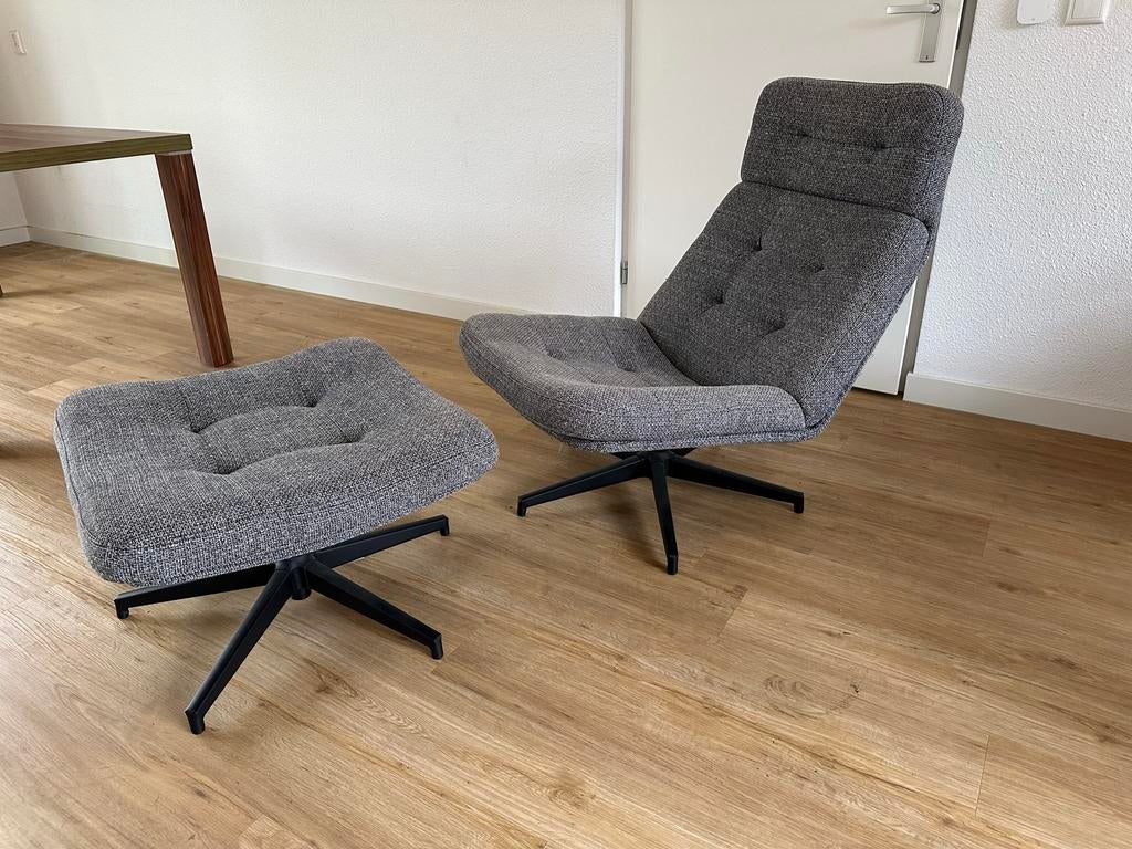 Ikea Havberg Fauteuil met voetenbank - Grijs, Huis en Inrichting, Ophalen, Gebruikt, Stof, 75 tot 100 cm