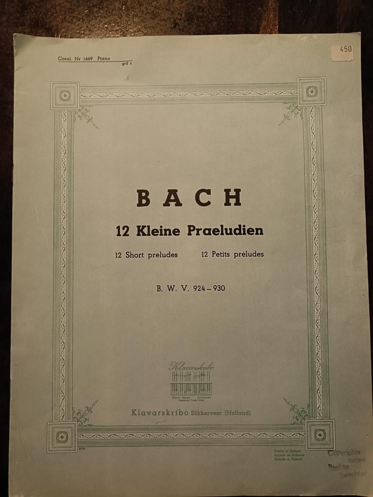 Bach: 12 Kleine Praeludien  (Klavarskribo), Gebruikt, Klassiek, Ophalen of Verzenden, Artiest of Componist