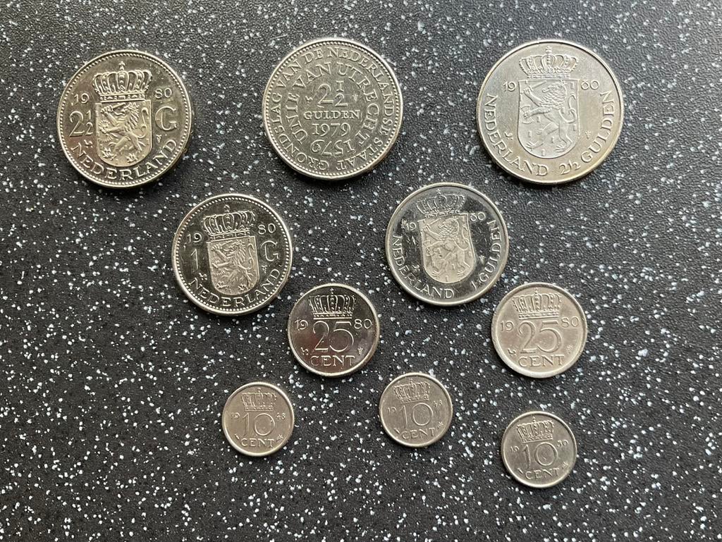 Diverse munten uit gulden tijdperk, Postzegels en Munten, Munten | Nederland, Ophalen of Verzenden, Koningin Juliana