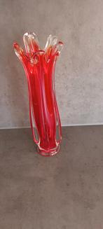 Vintage Murano stijl rode glazen vaas 31 cm, Ophalen of Verzenden