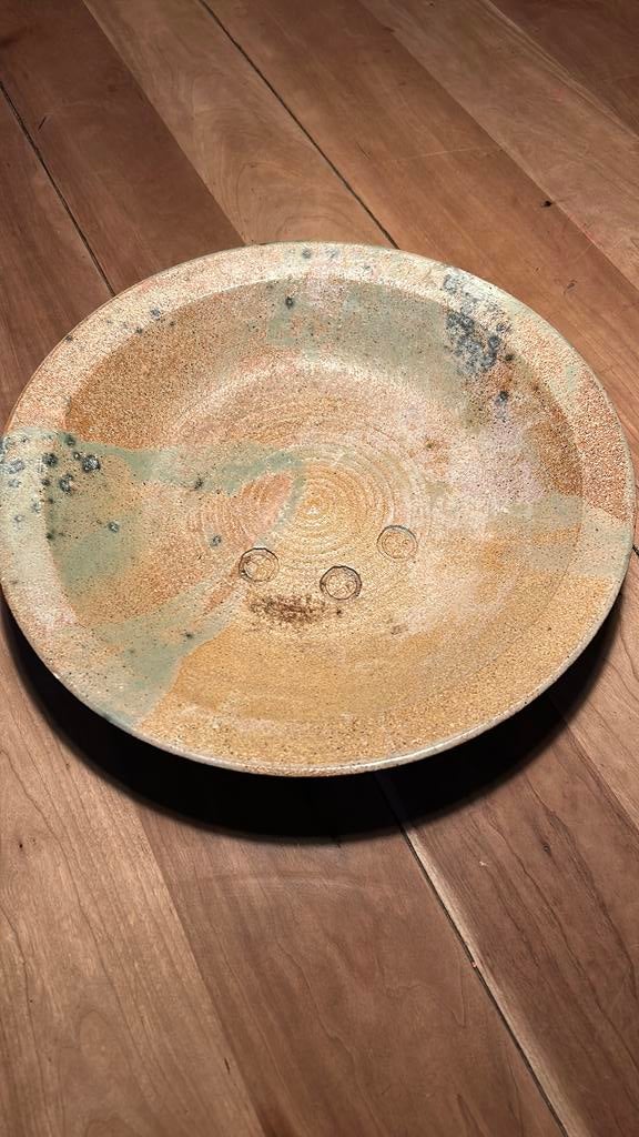 Vintage studio pottery grote schaal wabi sabi Japandi, Ophalen of Verzenden, Zo goed als nieuw, Rond