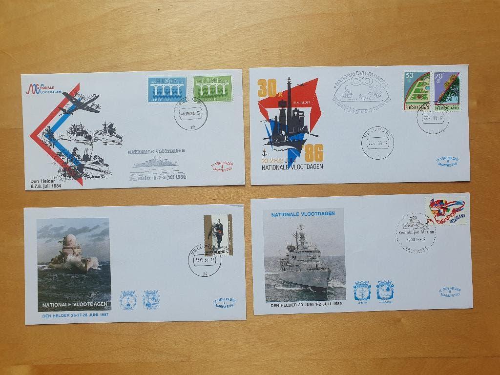 4 Enveloppen Nat Vlootdagen 1984, '86, '87, 89. Spec. uitg., Ophalen of Verzenden, Envelop