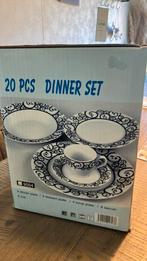2 dozen Nieuw 20 dlg servies wit zwart 10,00 per doos, Ophalen, Zo goed als nieuw, Porselein, Overige stijlen