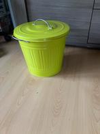 Limegroene metalen prullenbak met deksel, Gebruikt, Ophalen of Verzenden, Metaal, Minder dan 50 cm