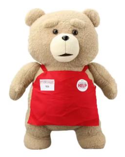 Ted pluche knuffel met rood schort (46cm), Ophalen of Verzenden, Nieuw, Overige typen