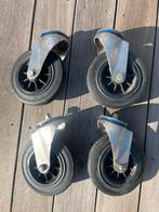 4 Stevige roestvrijstalen bokwielen., Ophalen, Gebruikt