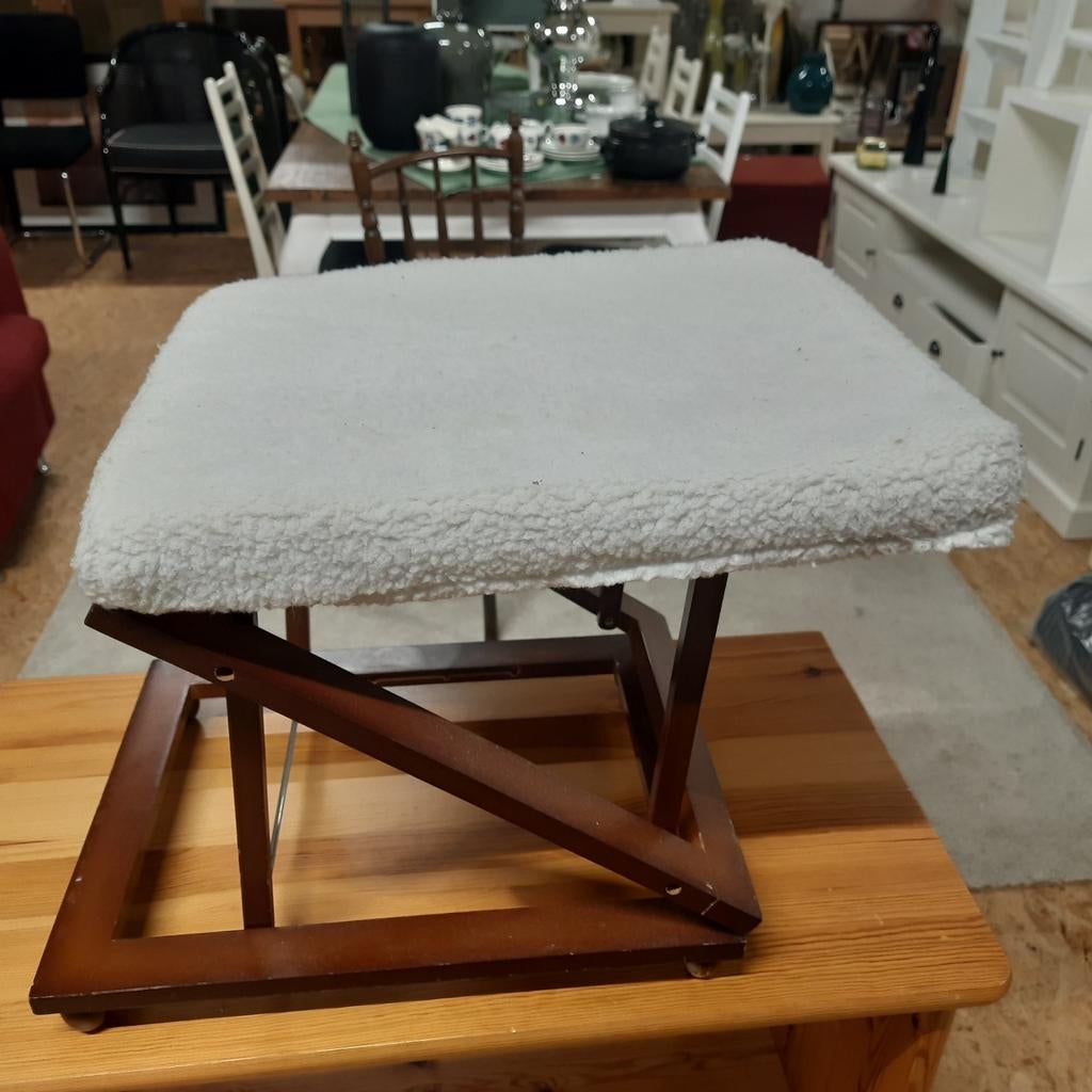 Verstelbare voetenbank met schapenvacht look, Gebruikt, Stof, Rechthoekig, Comfortabel, Klassiek, Praktisch