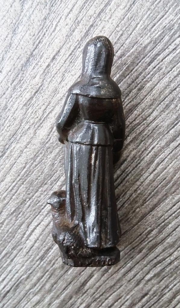Om 1850 - 1900 Tinnen Vuistbeeldje Zakheilige Heilige Agnes, Ophalen of Verzenden