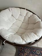 Comfortabele Papasan stoel met kussen, Ophalen, Gebruikt, Bruin, Riet of Rotan
