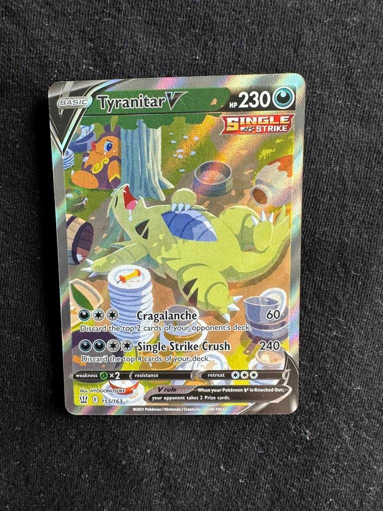 Pokemon Tyranitar V 155/163, Hobby en Vrije tijd, Verzamelkaartspellen | Pokémon, Ophalen of Verzenden, Zo goed als nieuw