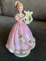 Vintage Porseleinen Muziekdoosje Meisje met Harp., Ophalen of Verzenden