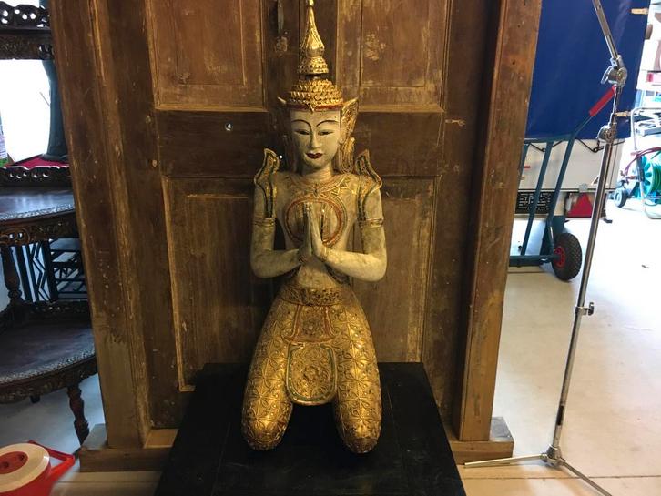 Grote Oude Thaise Tempelwachter Beeld - 95 cm, Antiek en Kunst, Kunst | Beelden en Houtsnijwerken, Ophalen of Verzenden