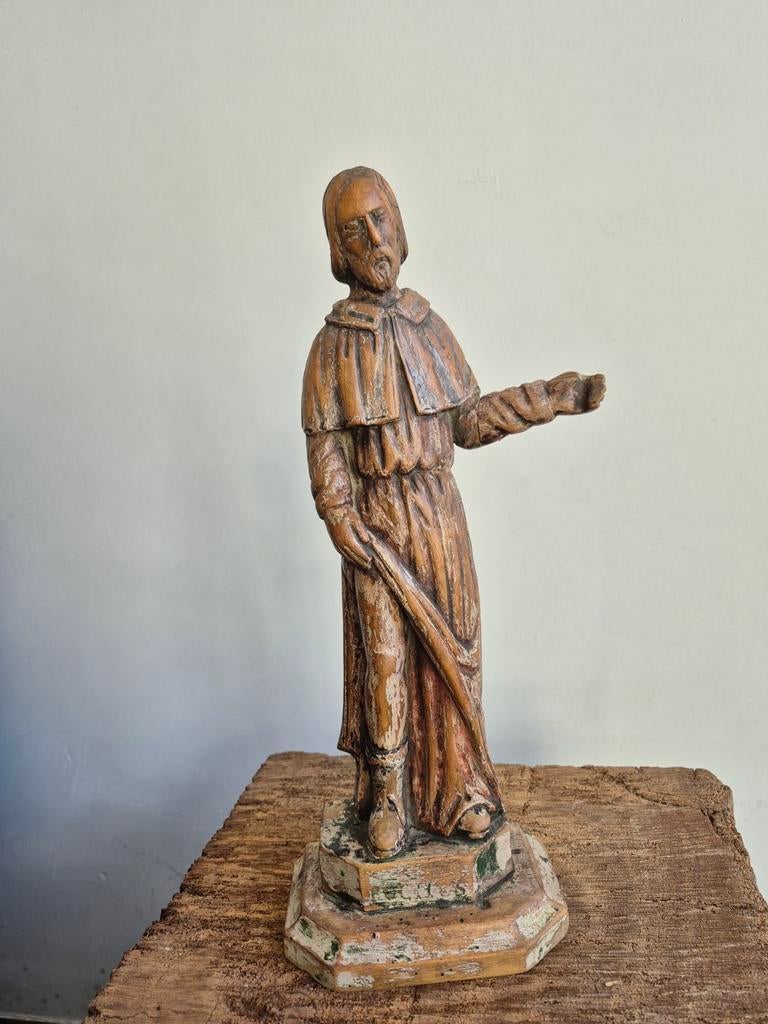 Antiek heiligenbeeld 18e eeuw, Antiek en Kunst, Antiek | Religie, Ophalen of Verzenden