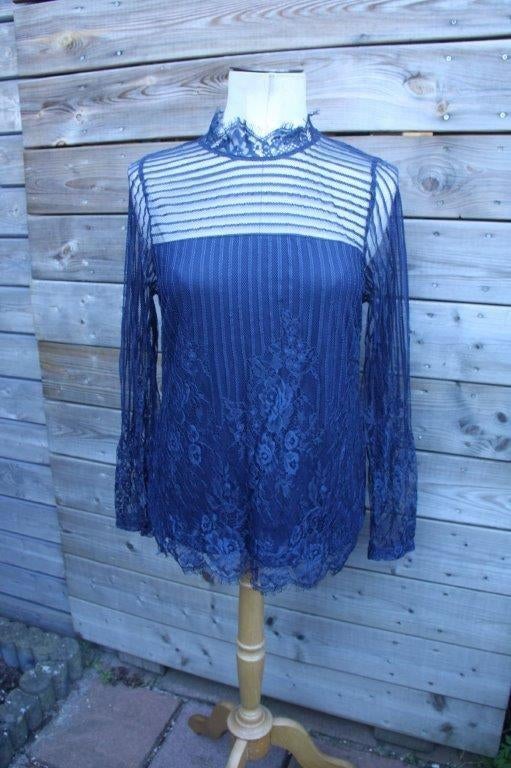 Tuniek donkerblauw kant Cream mt M Vaste prijs, Maat 38/40 (M), Cream, Zo goed als nieuw, Verzenden