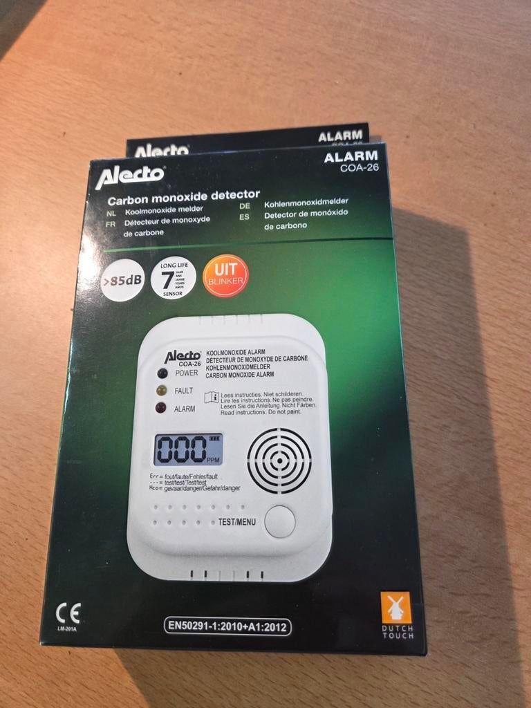 Alecto koolmonoxidemelder COA-26, Doe-het-zelf en Verbouw, Alarmsystemen, Ophalen of Verzenden