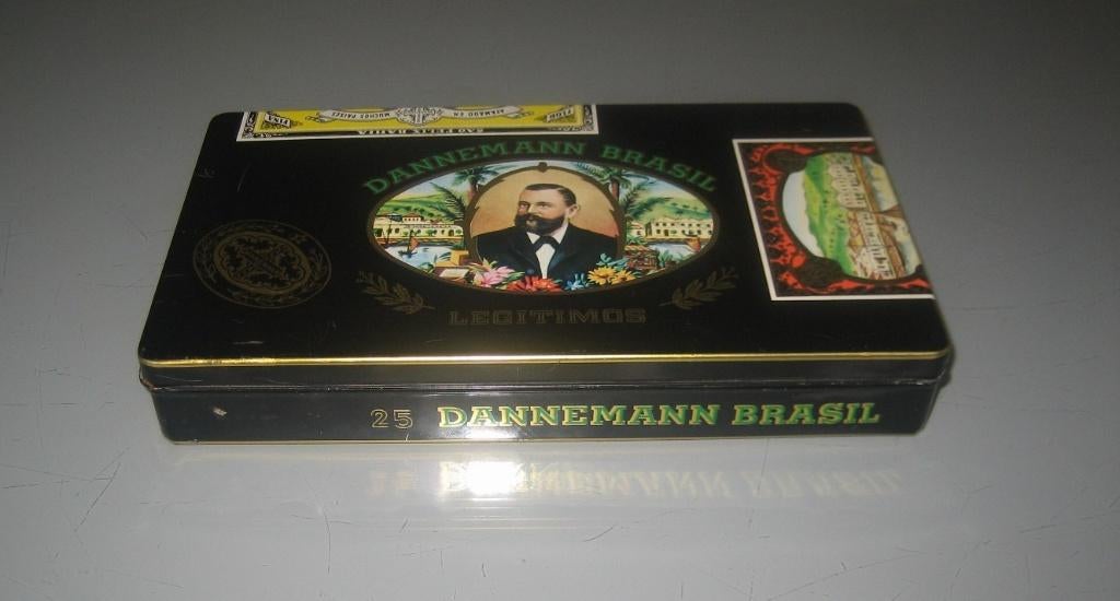 Vintage blik voor Dannemann Brasil Legitimos sigaren, Ophalen of Verzenden