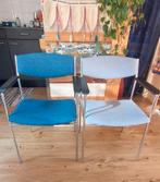 Vintage stoel eetkamerstoelen blauw grijs, Ophalen of Verzenden, Gebruikt