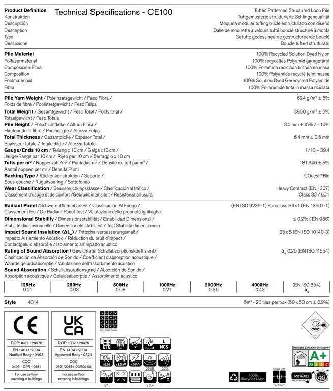 Mooie blauwe Interface tapijttegels met extra isolatie, Huis en Inrichting, Blauw, 75 m² of meer, Nieuw, Ophalen of Verzenden