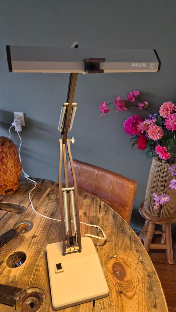 Vintage Philips PN 9020/01 bureaulamp uit de jaren 70, Gebruikt, 50 tot 75 cm, Ophalen of Verzenden, Retro vintage