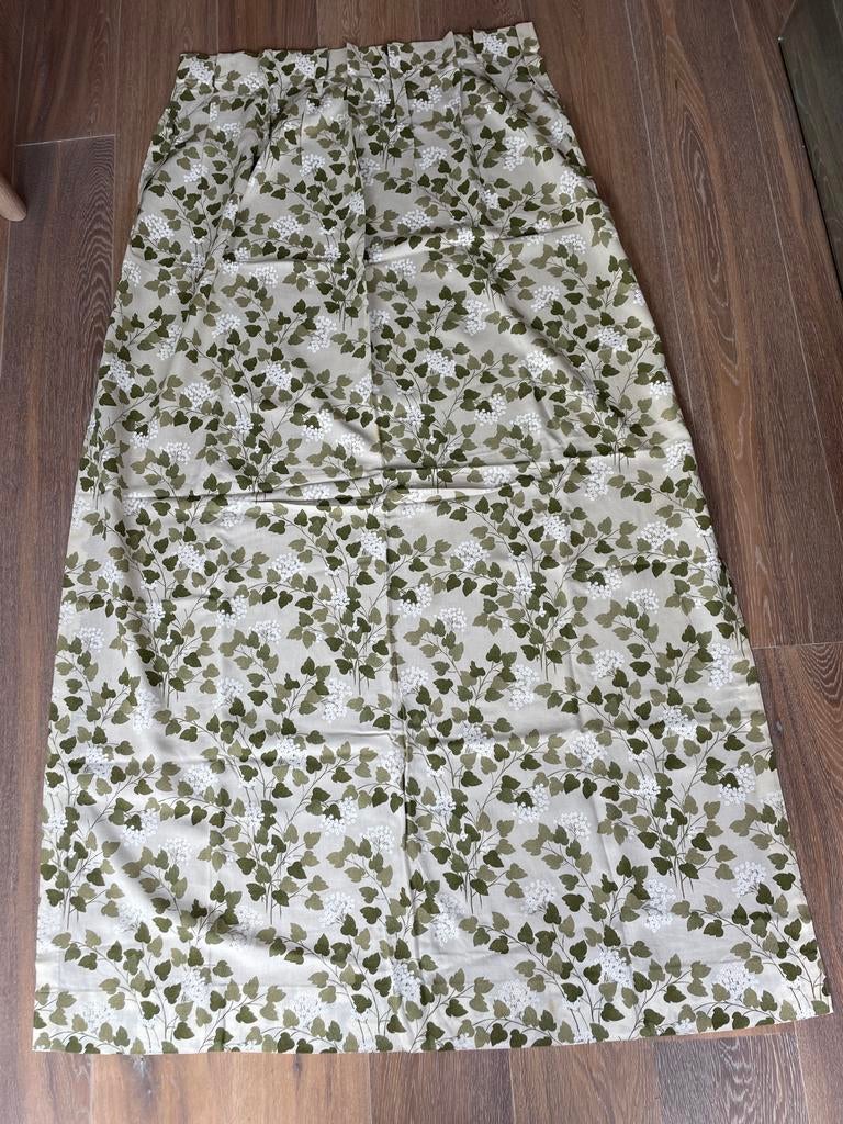 Gebruikt  groen/ wit bloemgordijn, Hobby en Vrije tijd, Stoffen en Lappen, Gebruikt, Ophalen of Verzenden, 30 tot 120 cm, Katoen