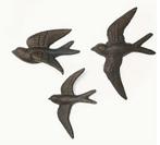 Muurdecoratie Zwaluwen 3 stuks gietijzer, Tuin en Terras, Tuinwanddecoratie, Ophalen of Verzenden, Nieuw