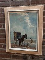 Schilderij Paard en wagen aan de kust Jan Kelderman, Ophalen