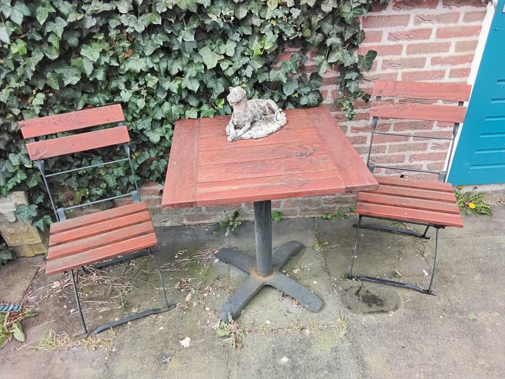 Bistroset met 2 klapstoelen, Tuin en Terras, Tuinsets en Loungesets, Ophalen, 2 zitplaatsen
