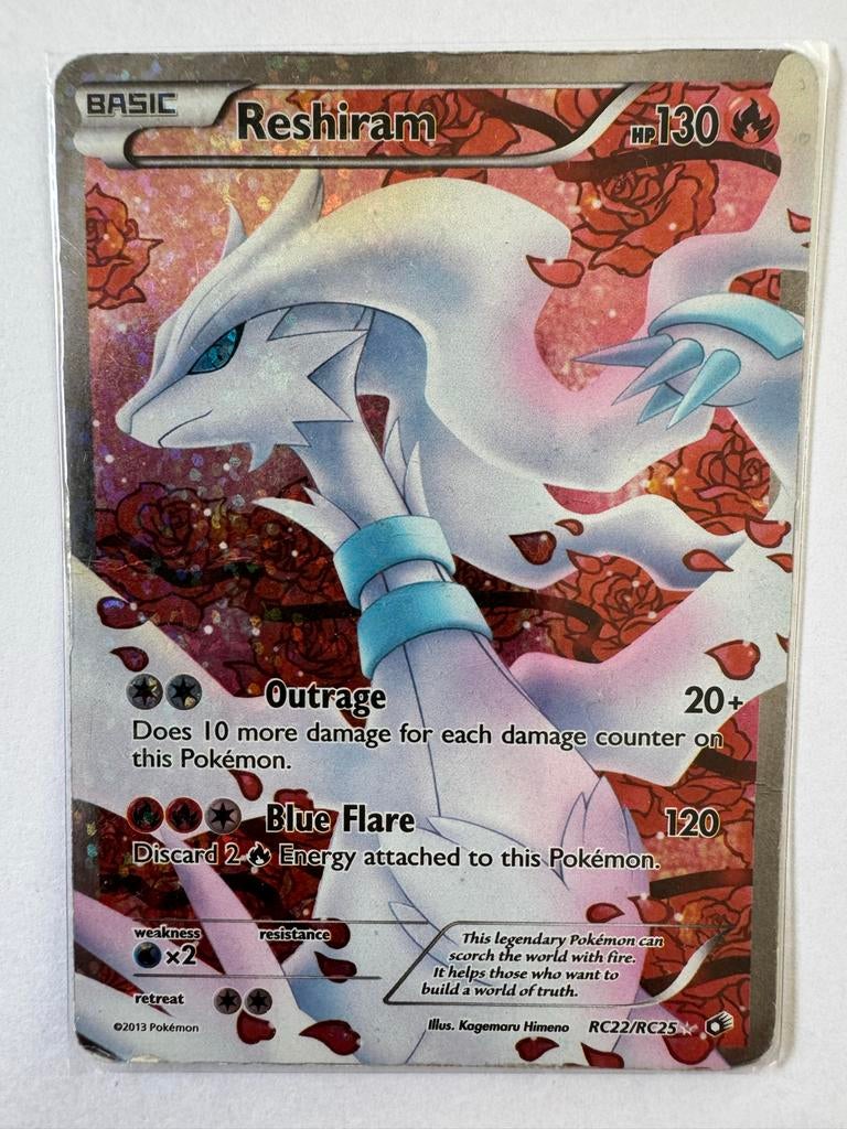 Pokémon Kaart Reshiram RC22/RC25 Full Art Foil, Ophalen of Verzenden, Zo goed als nieuw, Losse kaart, Foil
