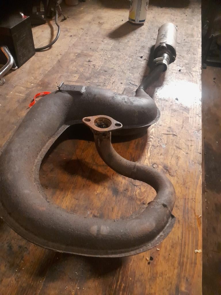 Twee Puch Maxi uitlaten, waaronder Leovinci, Ophalen of Verzenden, Gebruikt, Uitlaat