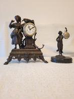 Oude Bronze Klok 2-delig, Antiek en Kunst, Antiek | Klokken, Ophalen of Verzenden