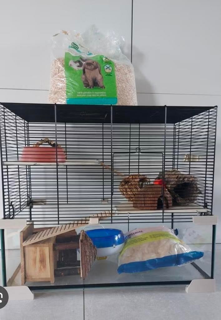 Hamsterkooi met veel extra's, Dieren en Toebehoren, Kooi, Zo goed als nieuw, Eekhoorn, 75 tot 110 cm