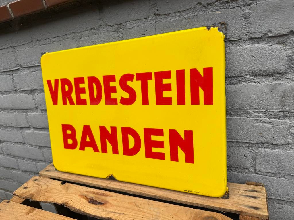 Vintage Vredestein Banden reclamebord - Langcat Bussum, Ophalen, Reclamebord, Gebruikt, .