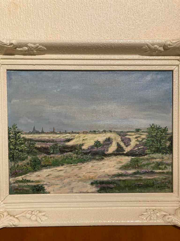 Olieverf zicht op  Bussumse hei anno 1946 42x51cm, Antiek en Kunst, Kunst | Schilderijen | Klassiek, Ophalen