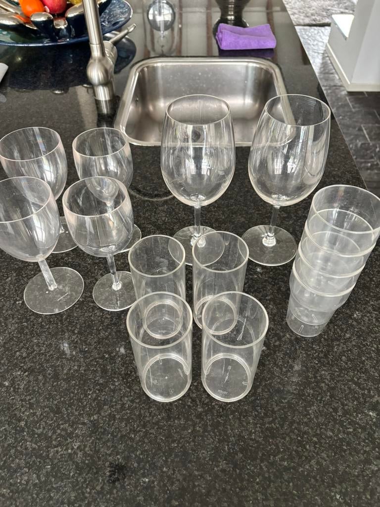Plastic glazen oa voor op de camping, Caravans en Kamperen, Ophalen, Gebruikt