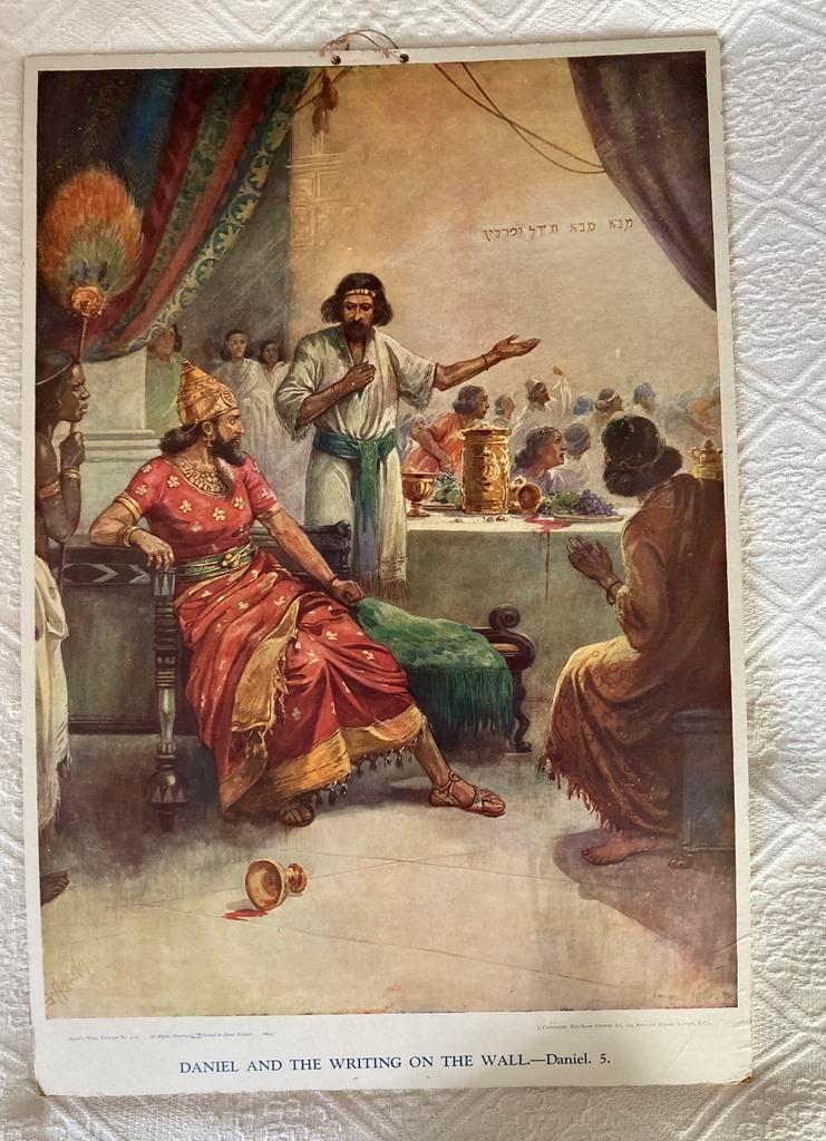 Oude Bijbelse schoolplaat van Shaw, Ophalen of Verzenden, Overige thema's