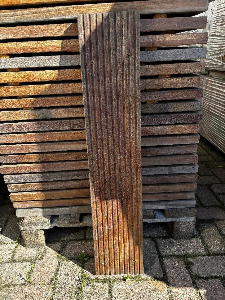 Hardhouten vlonderplanken, 2 formaten  €. 10,0 p/m, Tuin en Terras, Palen, Balken en Planken, Gebruikt, Planken, Minder dan 180 cm