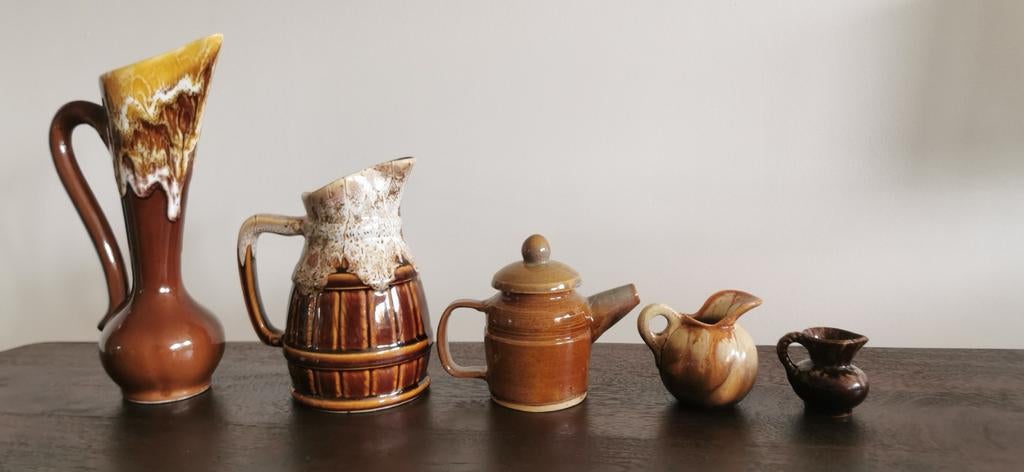 Vintage kannen vazen bruin, Antiek en Kunst, Antiek | Keramiek en Aardewerk, Ophalen