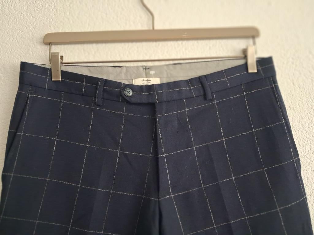 Van Gils Elray Geruite Pantalon - Maat 40R/50, Kleding | Heren, Zo goed als nieuw, Maat 48/50 (M), Blauw, Van Gils