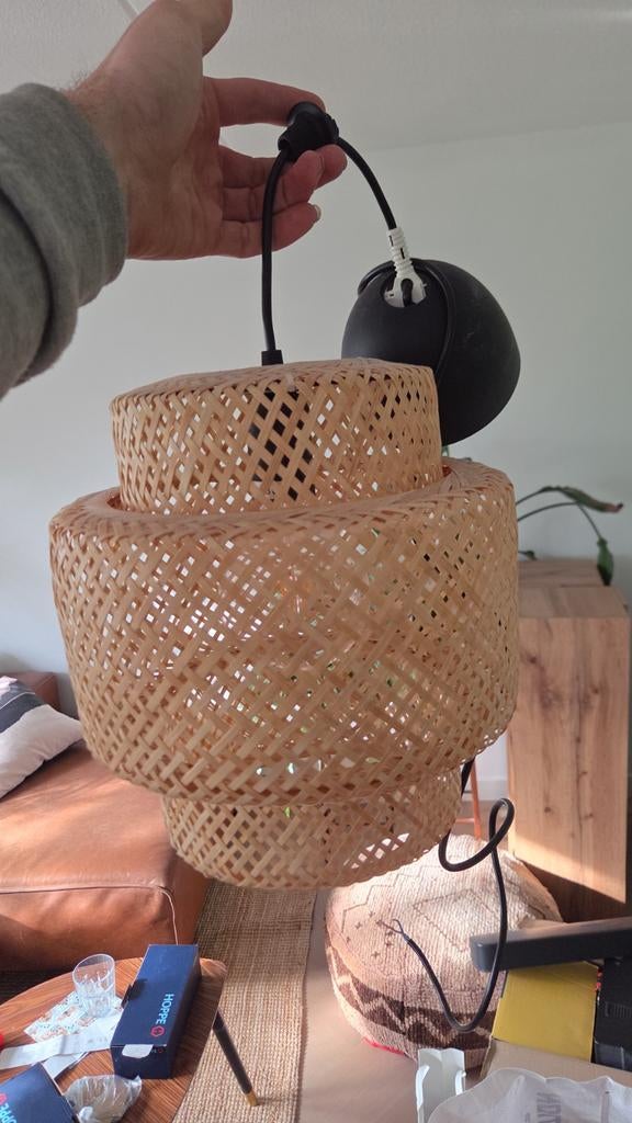 Ikea Sinnerlig bamboe hanglamp, Ophalen, 50 tot 75 cm, Scandinavisch, Modern, Natuurlijk, Zo goed als nieuw