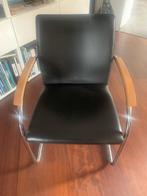 THONET S78 stoelen zwart leer 6st, Huis en Inrichting, Stoelen, Ophalen, Gebruikt, Zwart, Modern zwart leer met chroom